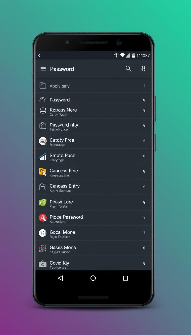 KeePass2Android mobile app interface on smartphone