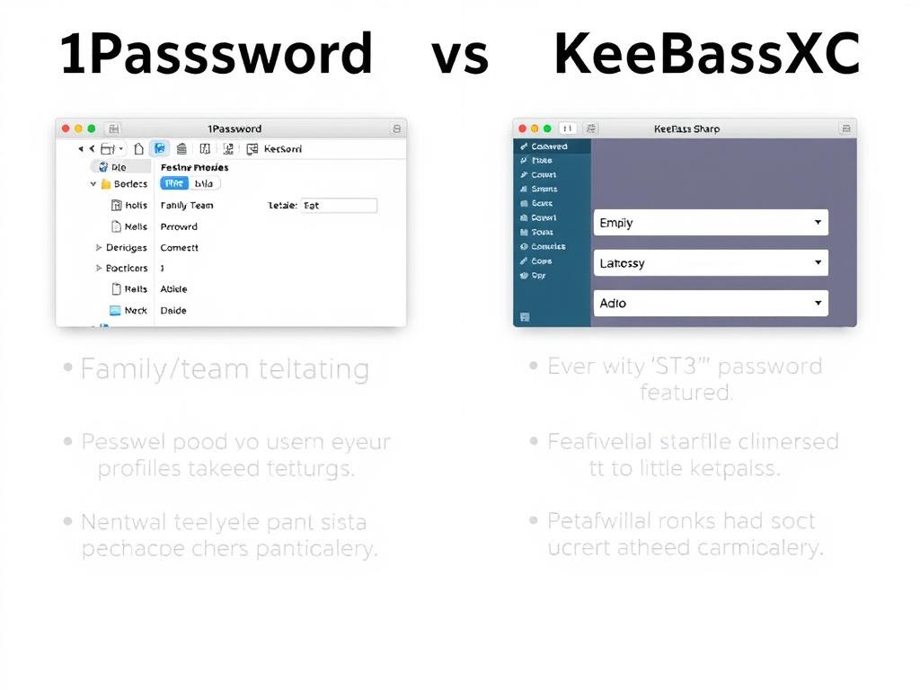 Password sharing capabilities comparison between 1Password vs KeePassXC