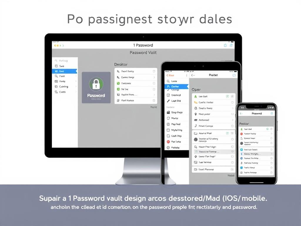 1Password mobile and desktop interface showing consistent design