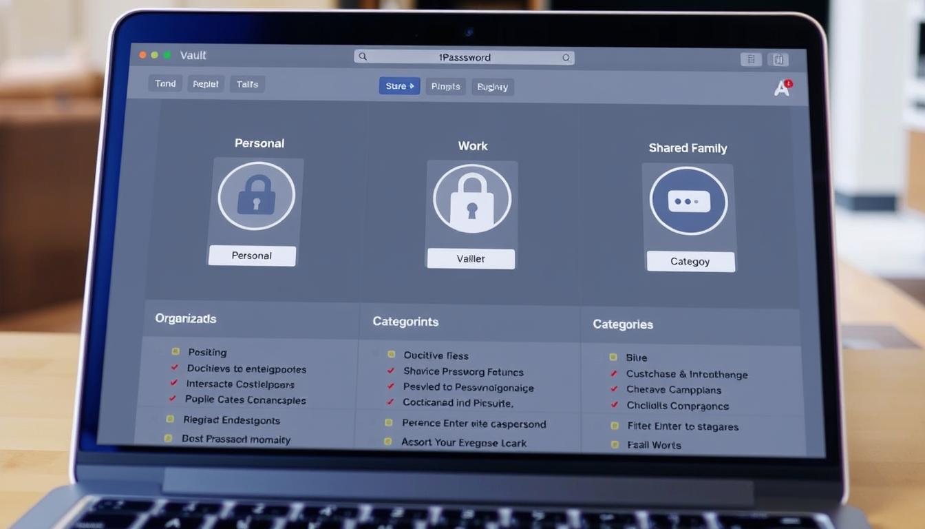 1Password vault organization showing multiple vaults for work and personal use