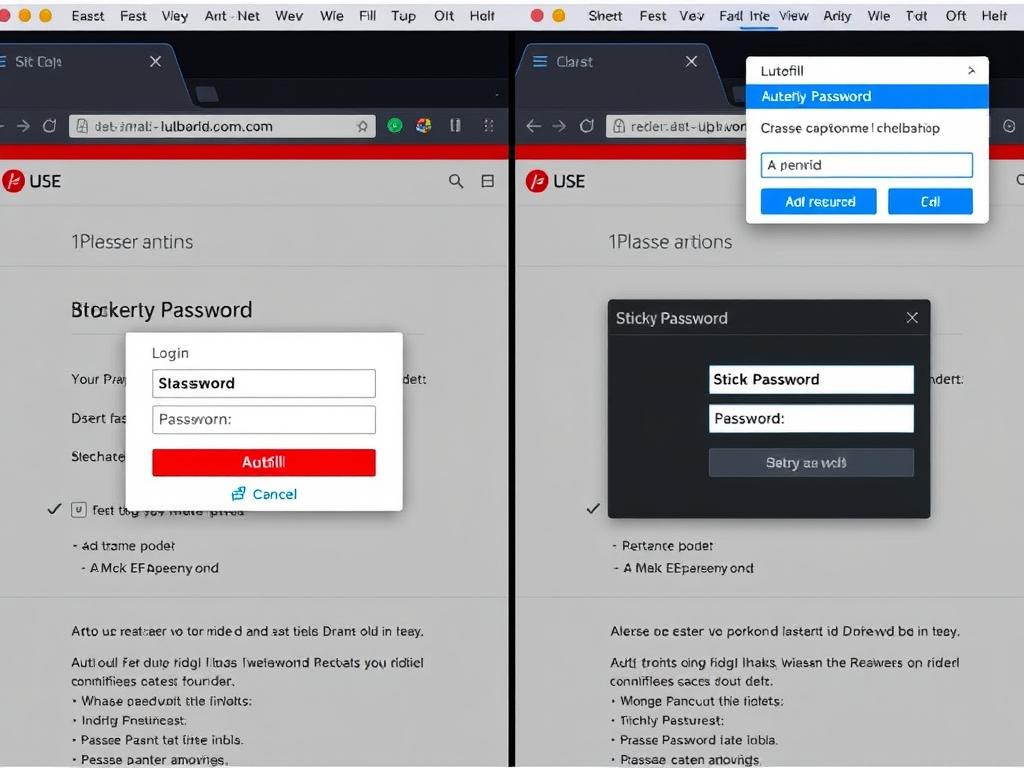 1Password vs Sticky Password autofill comparison on login forms