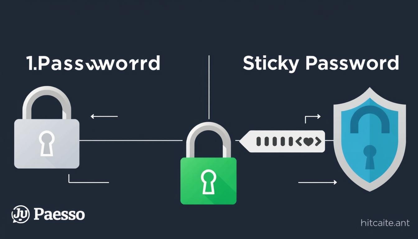 1Password vs Sticky Password security features visualization